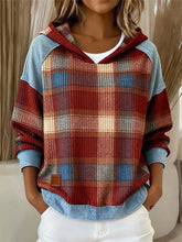Vintage Plaid Patchwork Art Hoodie des femmes
